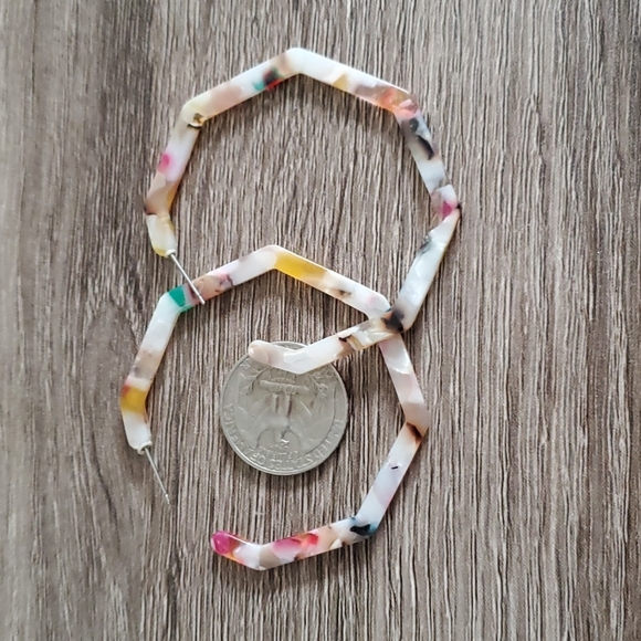 Multi Color Acrylic Hoop Earrings - Picture 2 of 3